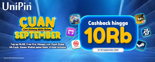 CUAN (Cari Untung Akhir Bulan) – Top Up Game Favoritmu Pakai Bank VA dan Dapatkan Cashback Hingga 10rb